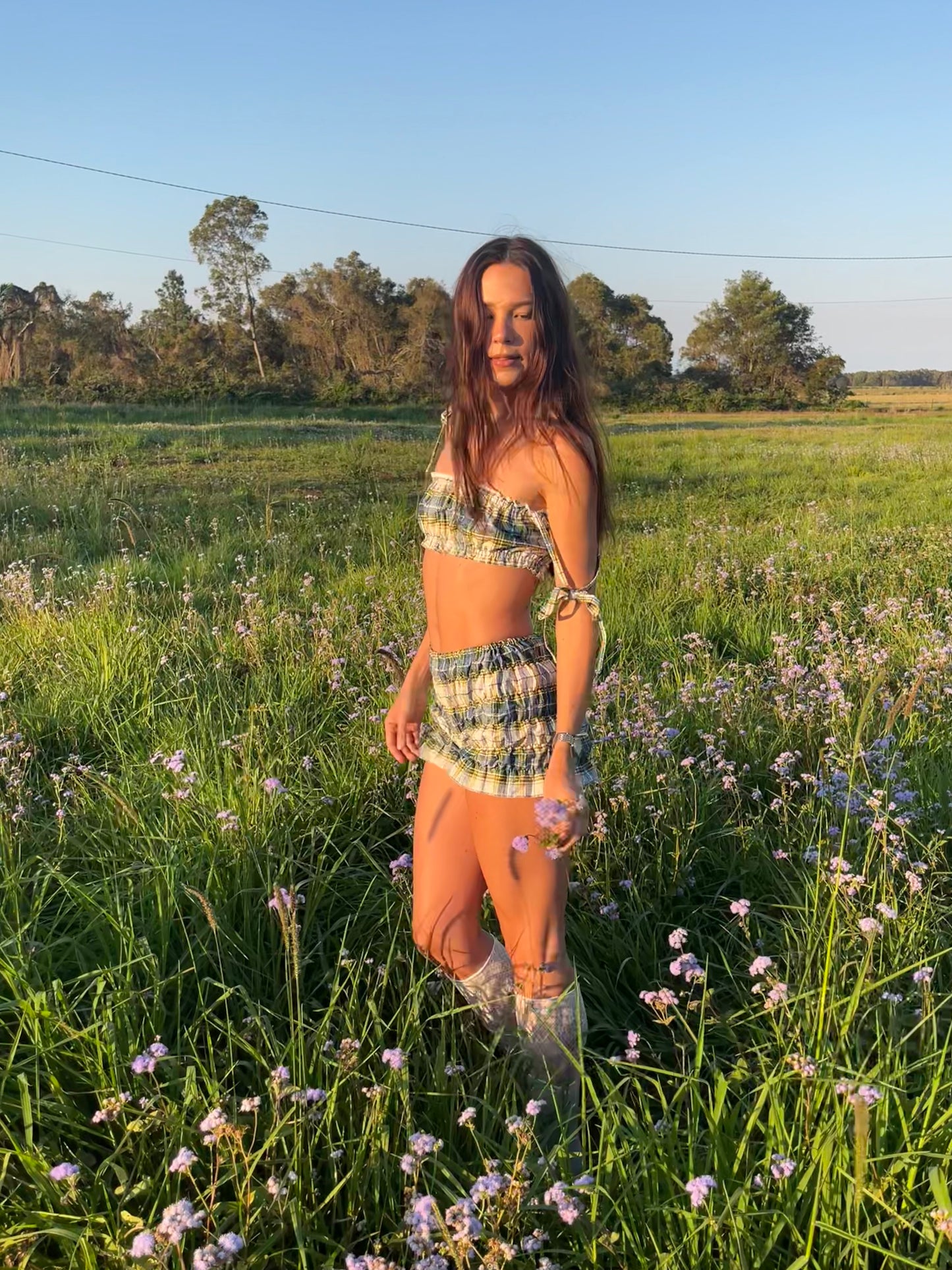 The Bralet - Blue/Green Plaid