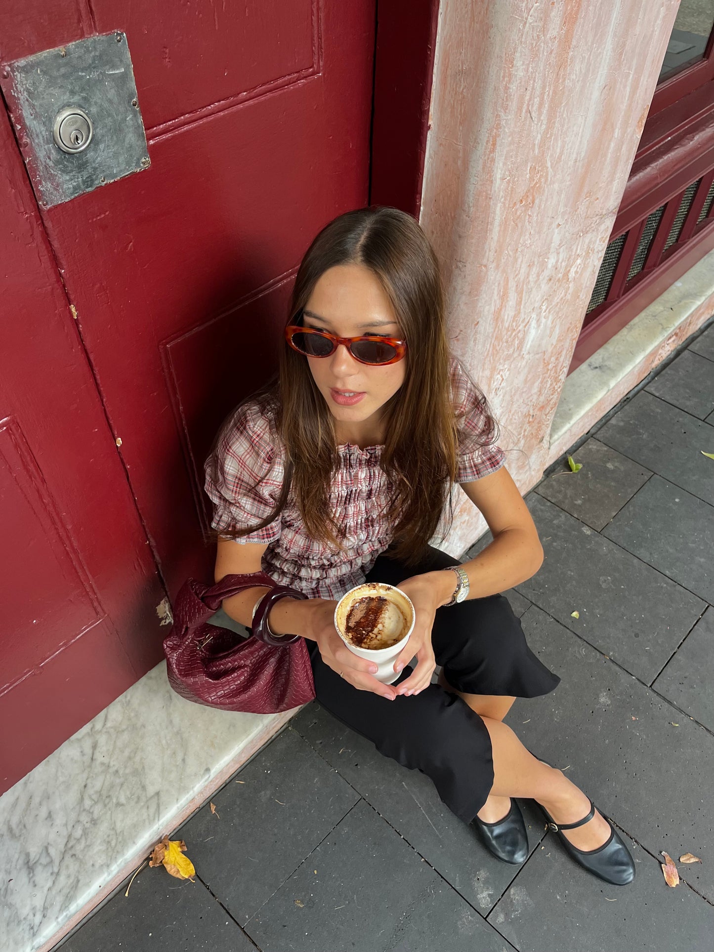 The Puff Sleeve Top - Mulberry Plaid