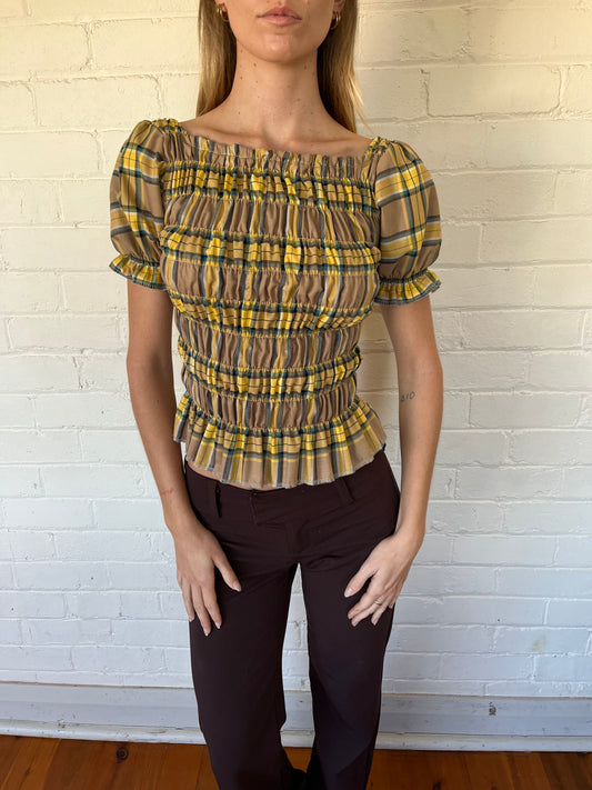 One-Off - Mustard Puff Sleeve