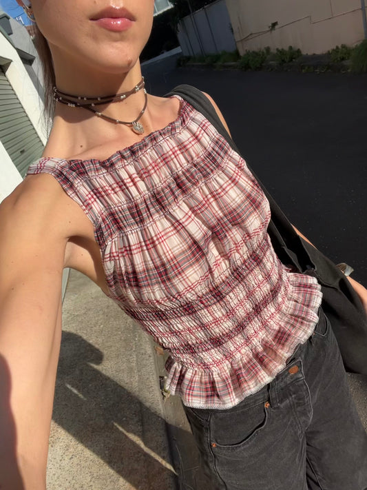 The Top 2.0 - Mulberry Plaid