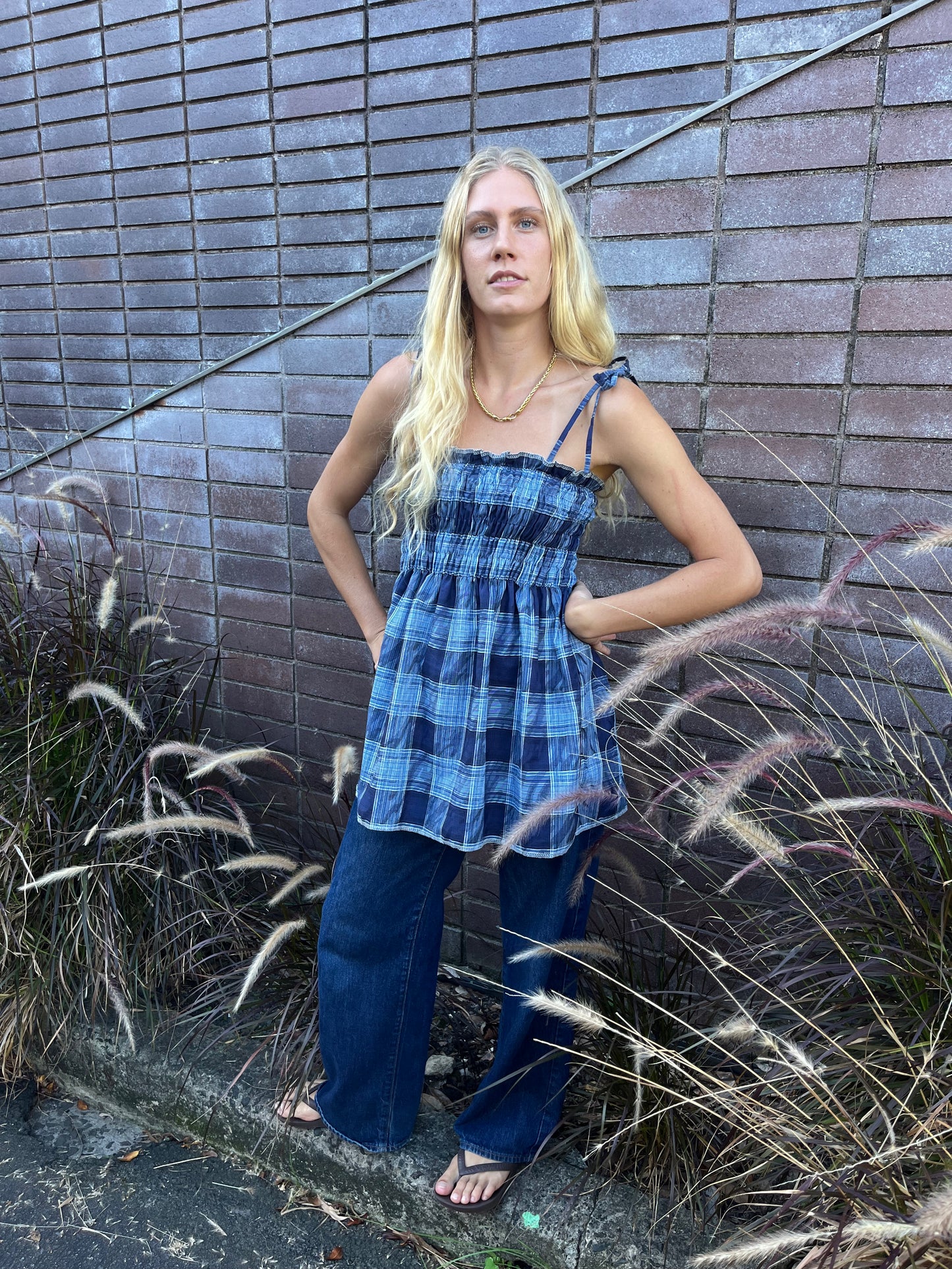 The Cami Dress One-Off - Ink Blue Plaid