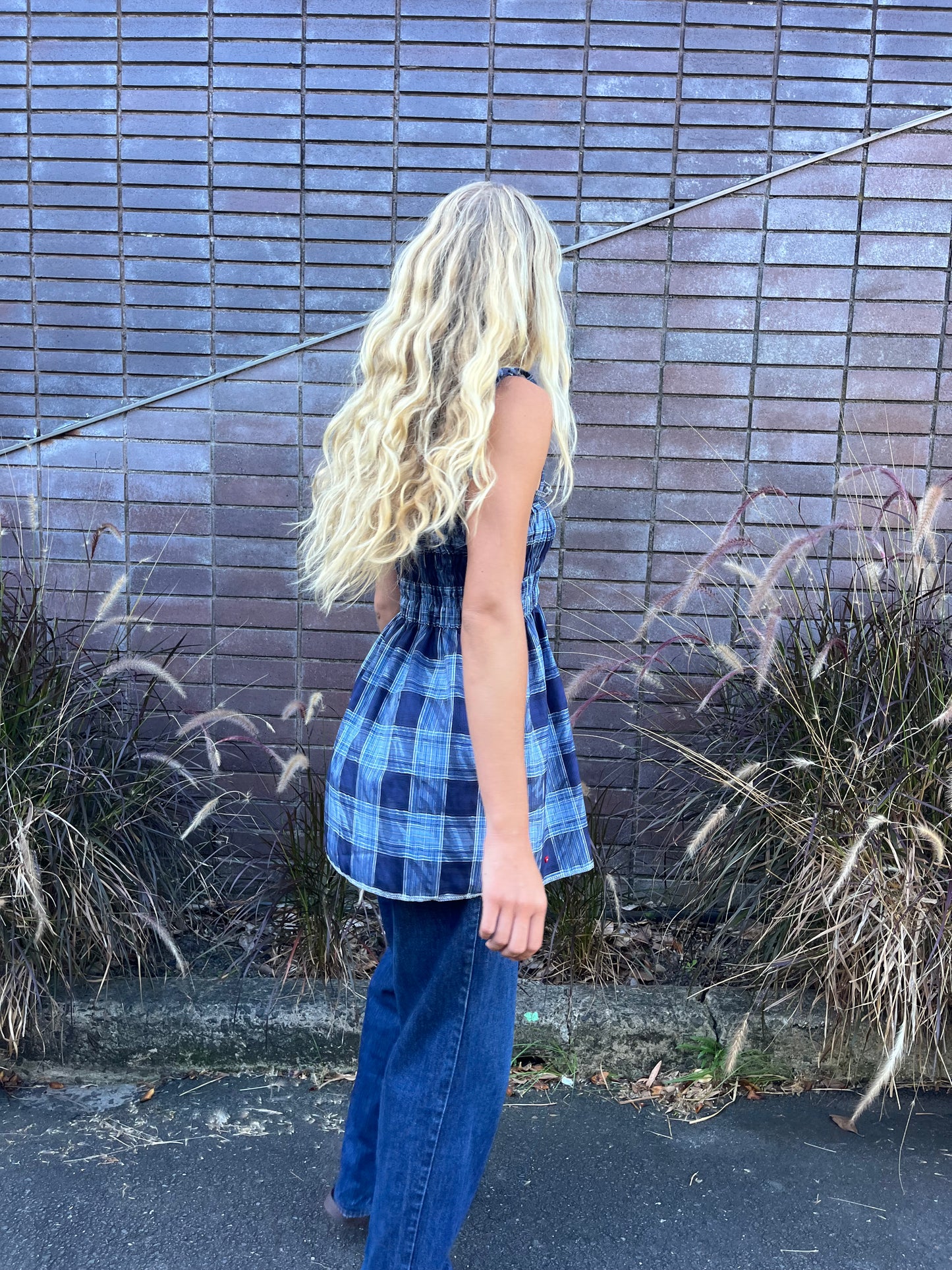 The Cami Dress One-Off - Ink Blue Plaid