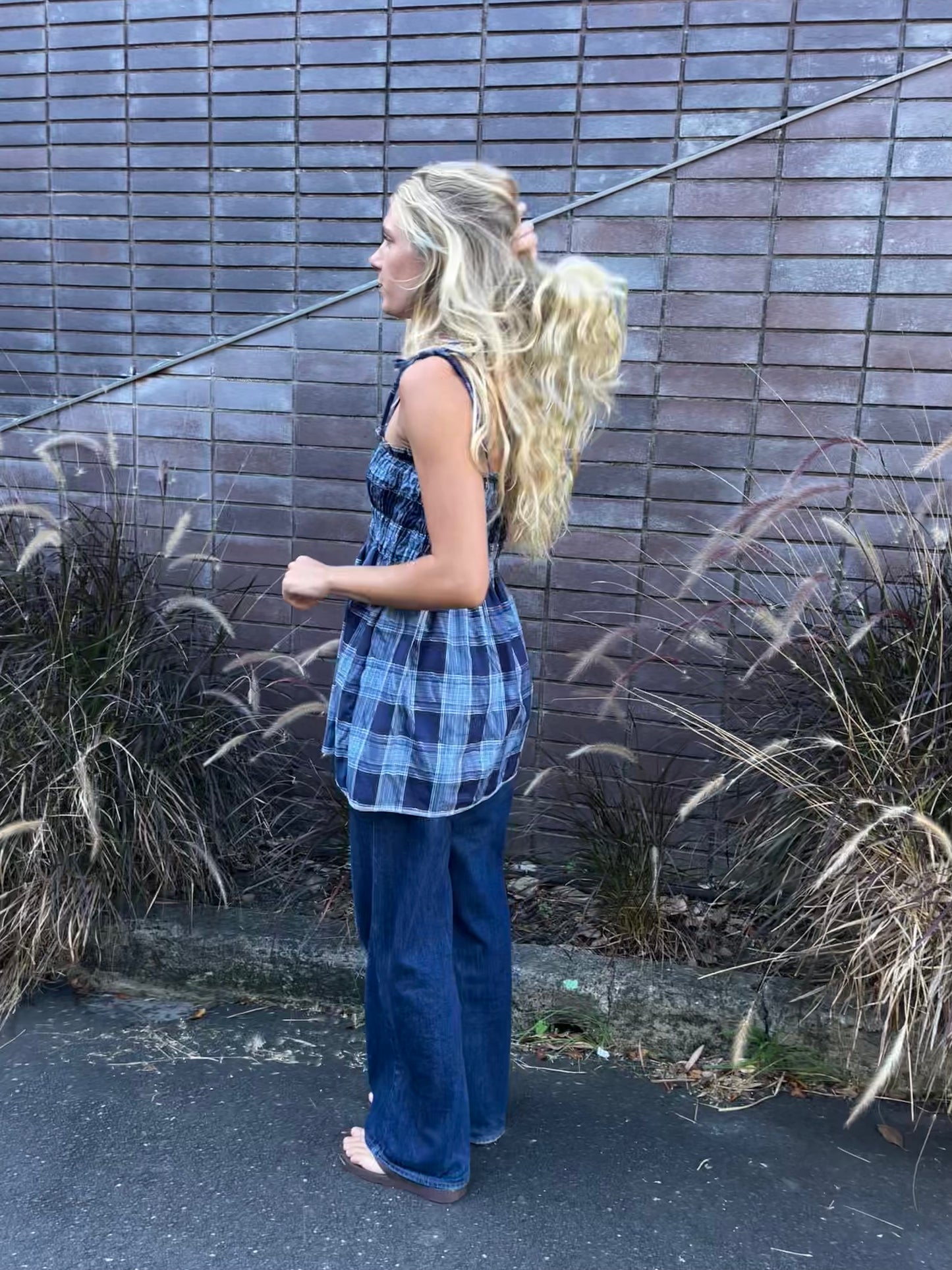 The Cami Dress One-Off - Ink Blue Plaid