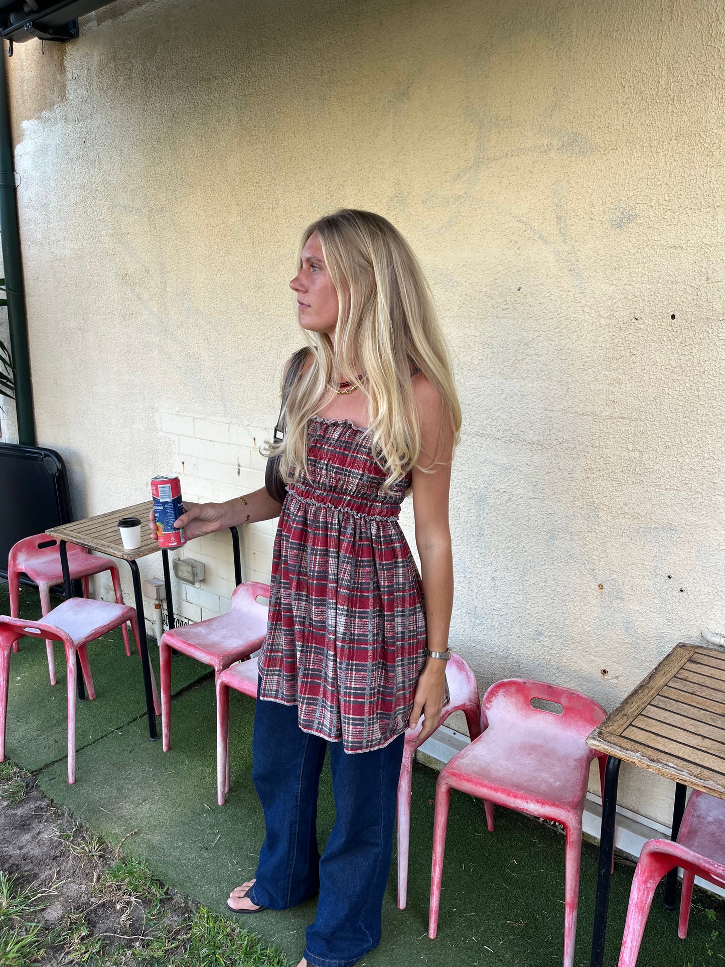 The Cami Dress One-Off - Rust Plaid