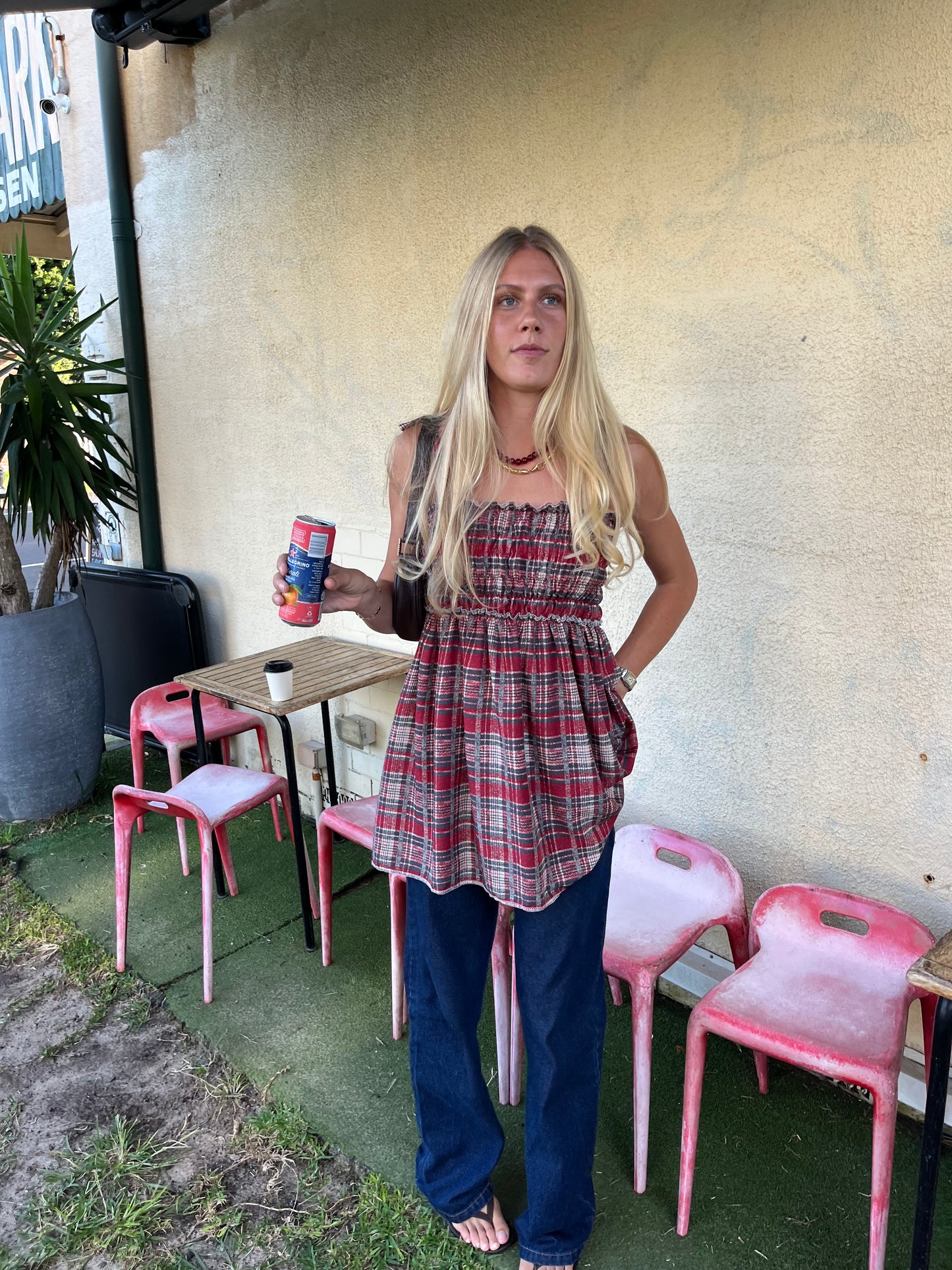 The Cami Dress One-Off - Rust Plaid