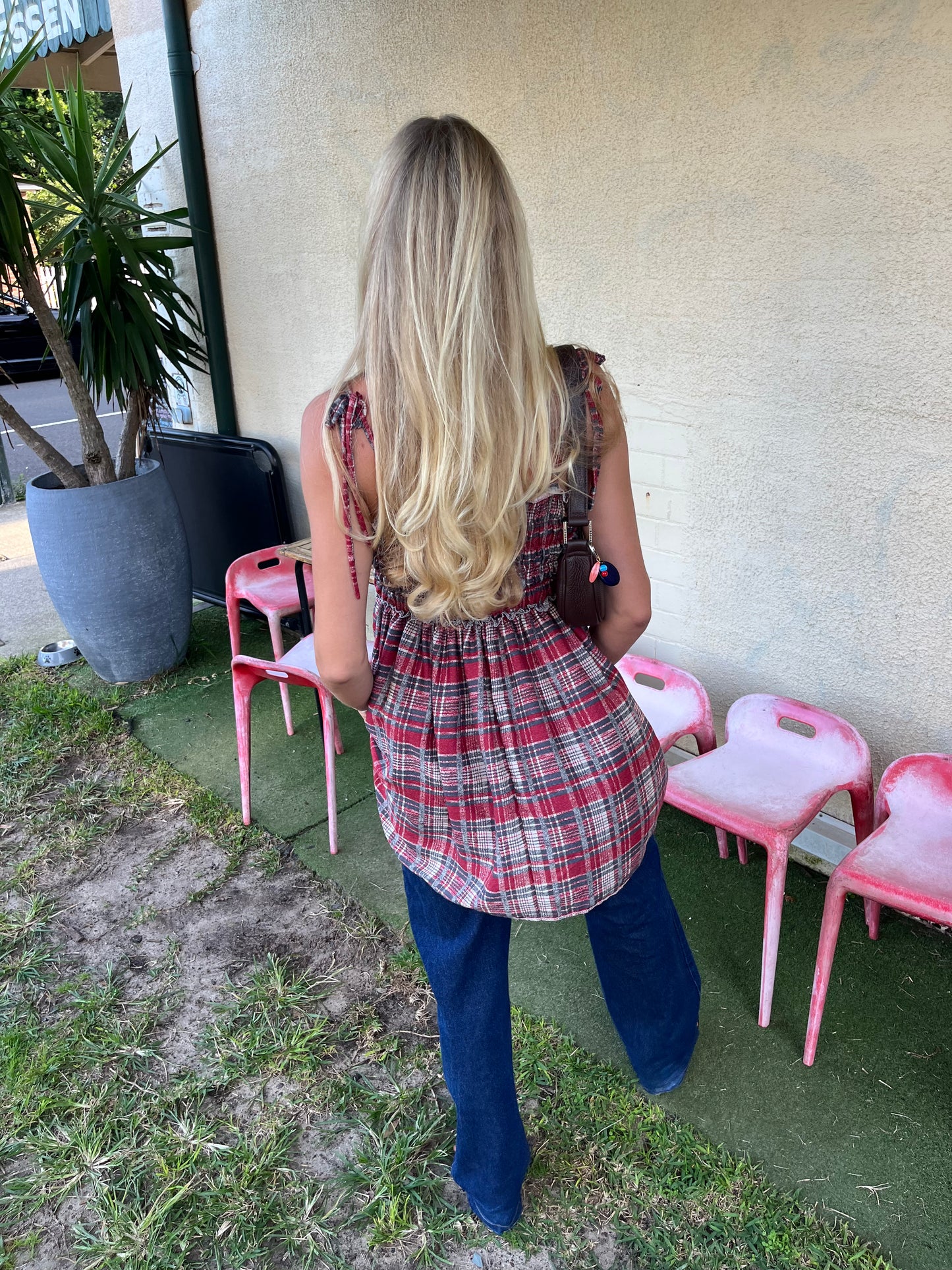 The Cami Dress One-Off - Rust Plaid
